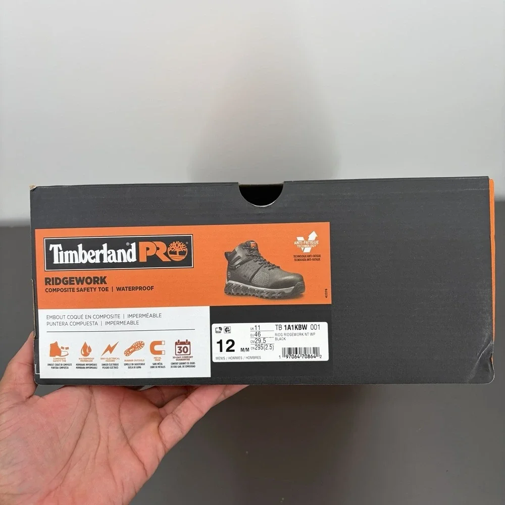 Mens Timberland PRO Ridgework Composite Safety Toe Waterproof Mid Boot Size 12